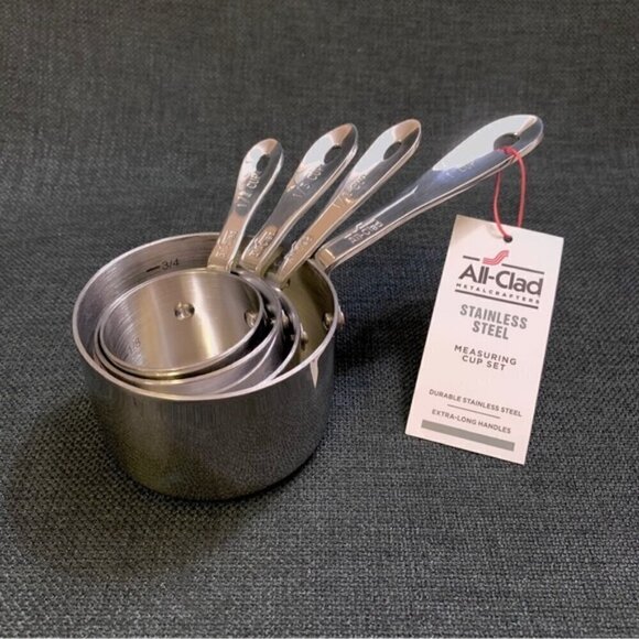 ALL CLAD Heavy Gauge Stainless Steel Measuring Cups w/ 4 Riveted Handles - Picture 5 of 6